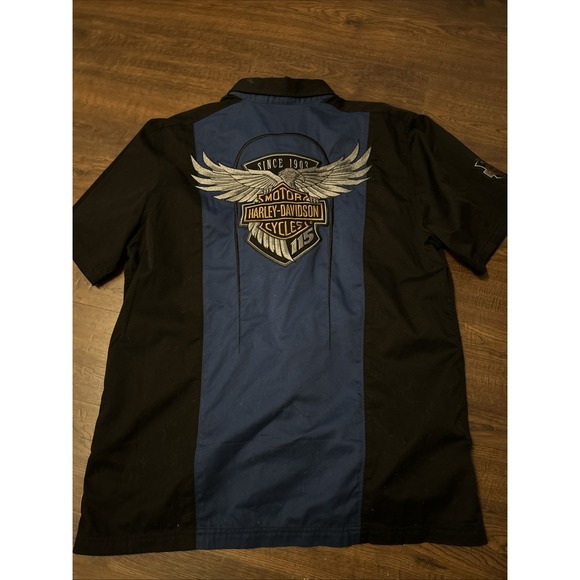 Harley Davidson Snap Up Shirt 115 Years Short Sleeve Biker Mechanic 2018 Mens XL
